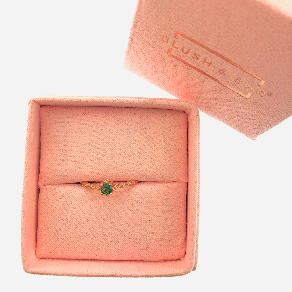 Women’s Blush & Bar Rose Gold Garen Ring With Green Stone